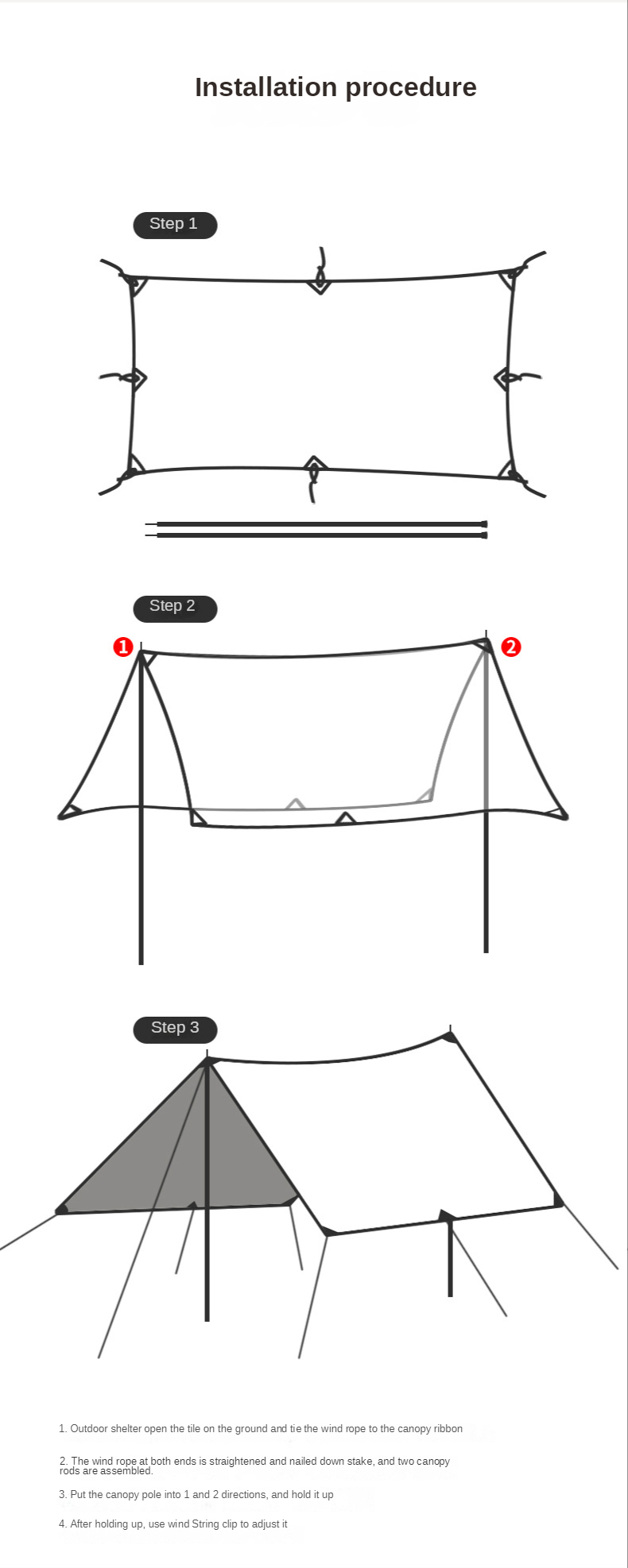 Cheap Goat Tents Tarp Tent 3.3*5M Black Rubber Canopy Cloth Camping Sunshade Cloth Beach Outdoor Supplies Camping Tent Portable Sunscreen Tent   